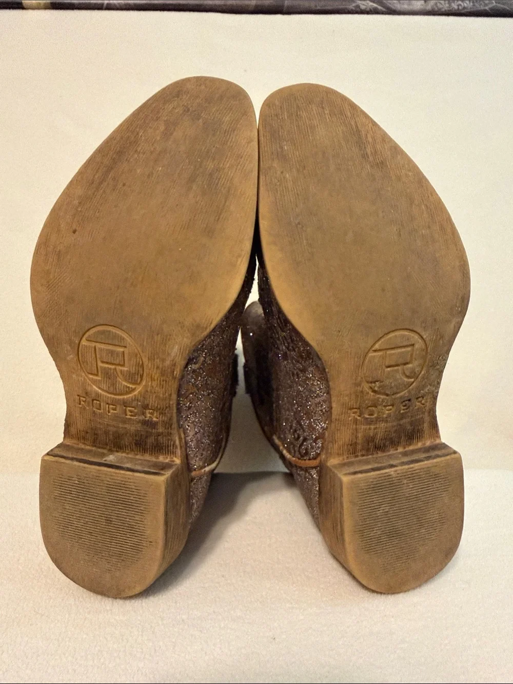 Justin Boots Girls Brown Glitter Western Boots